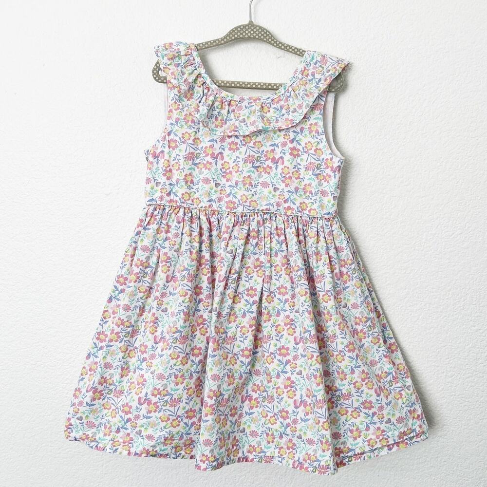 [Tommy Bahama] Floral Print Ruffle Neck Bow V-Back Fit & Flare Dress Spring Sz 5